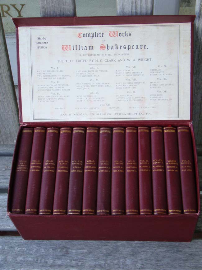 The Complete Works of William Shakespeare, The Handy Stratford Edition, 13 vols., circa 1890-1900.